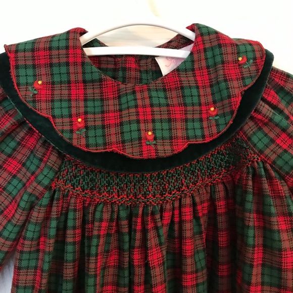 Girls Sophie Dess dress green and red flannel pattern in size 86cm =2.82 feet - Picture 2 of 4